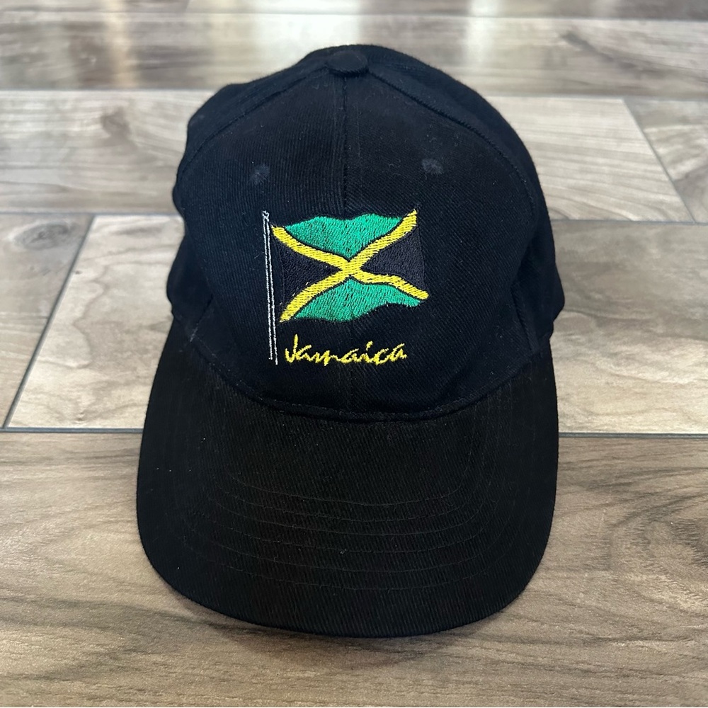 Men’s Jamaica Flag Embroidered Black Adjustable Cap Hat